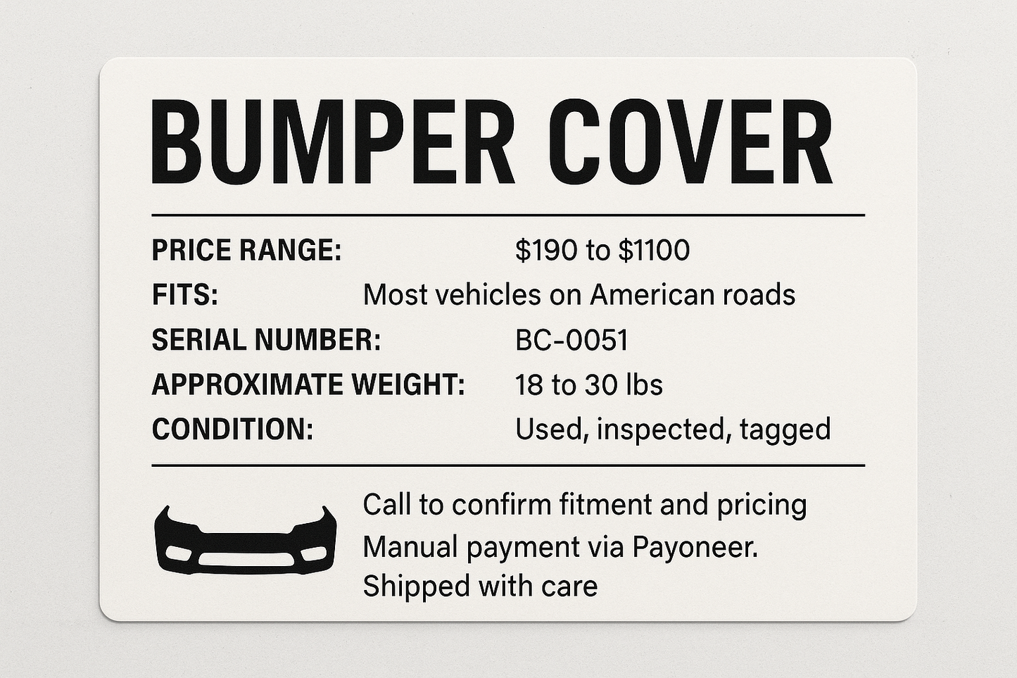 BUMPER COVER or BUMPER ASSEMBLY
