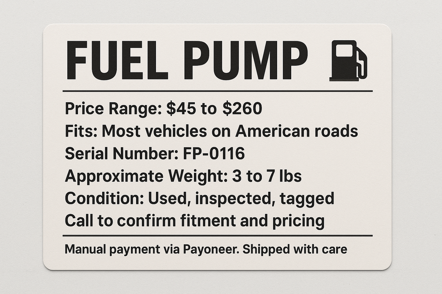 Fuel Pump (All Types)