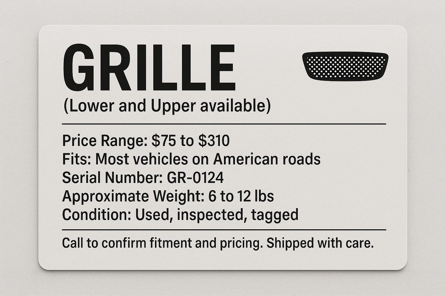 GRILLE (Lower and Upper available)